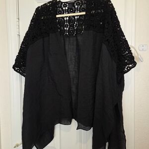 Steve Madden Black Crochet Kimono